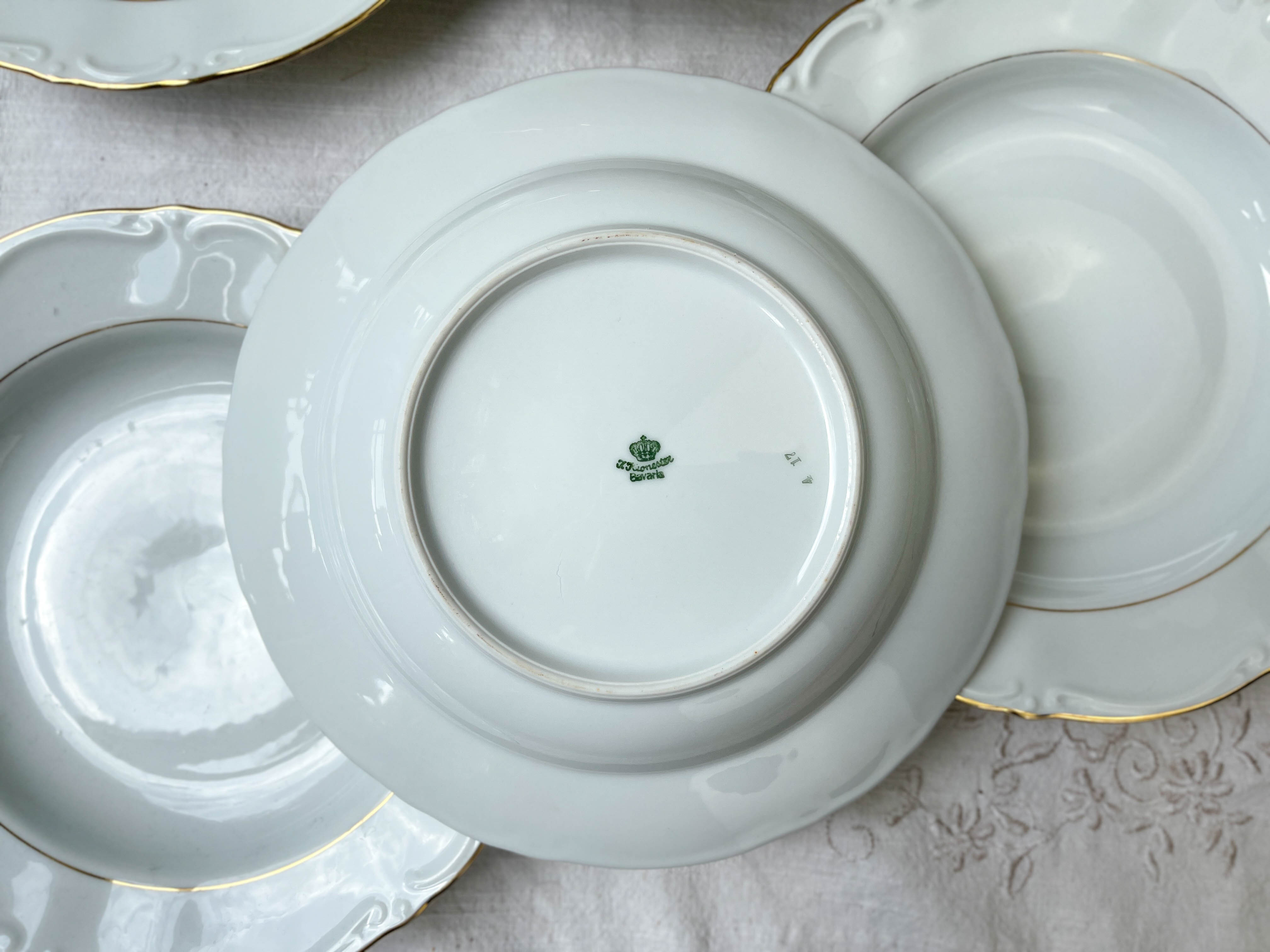 Lot De 6 Assiettes Creuses Porcelaine Blanche Liseré Doré Aura - 21,5 Cm - Élégance Festive