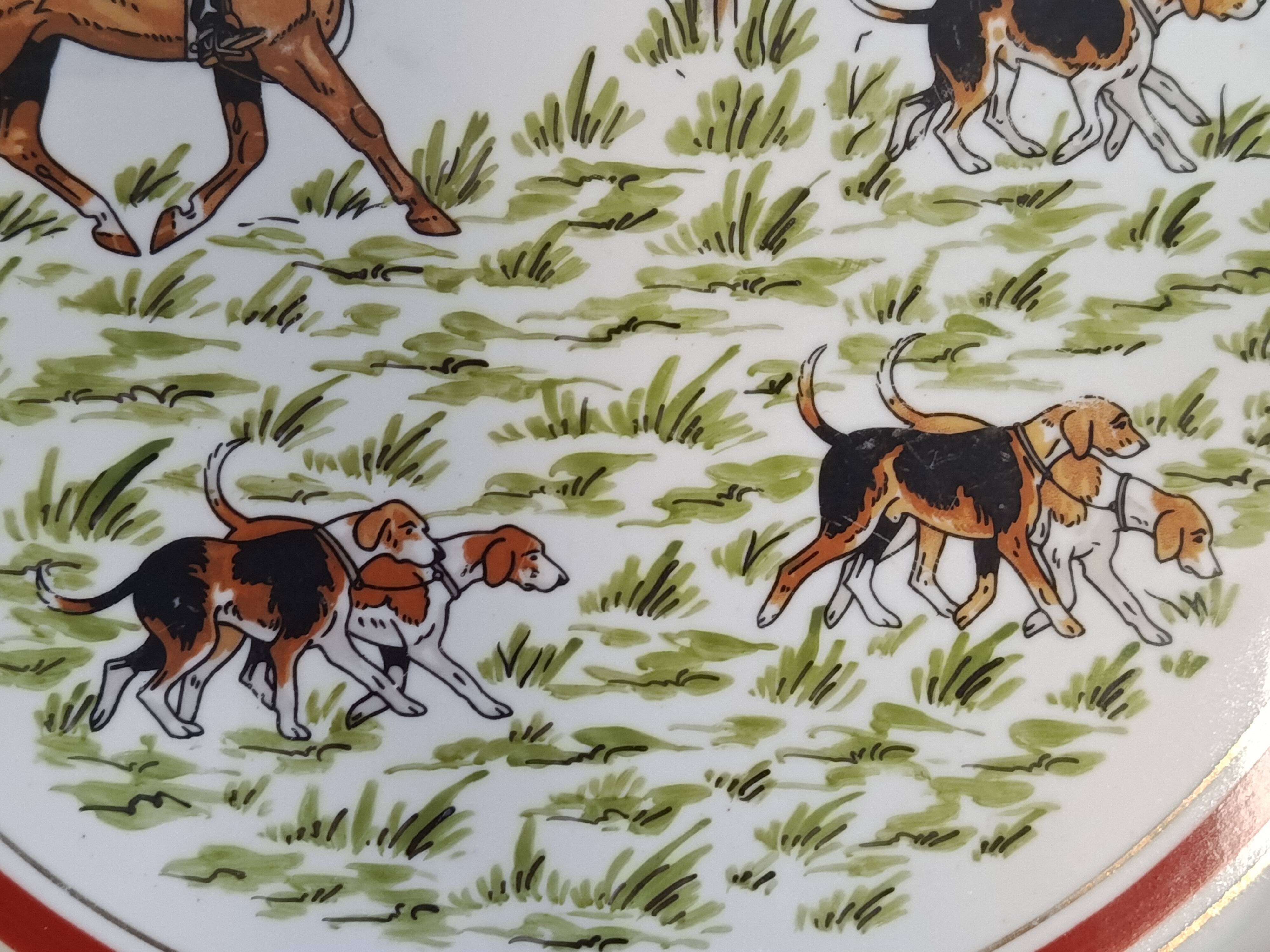 Large serving dish, Couleuvre porcelain, Hunting, Pierre Chambry
