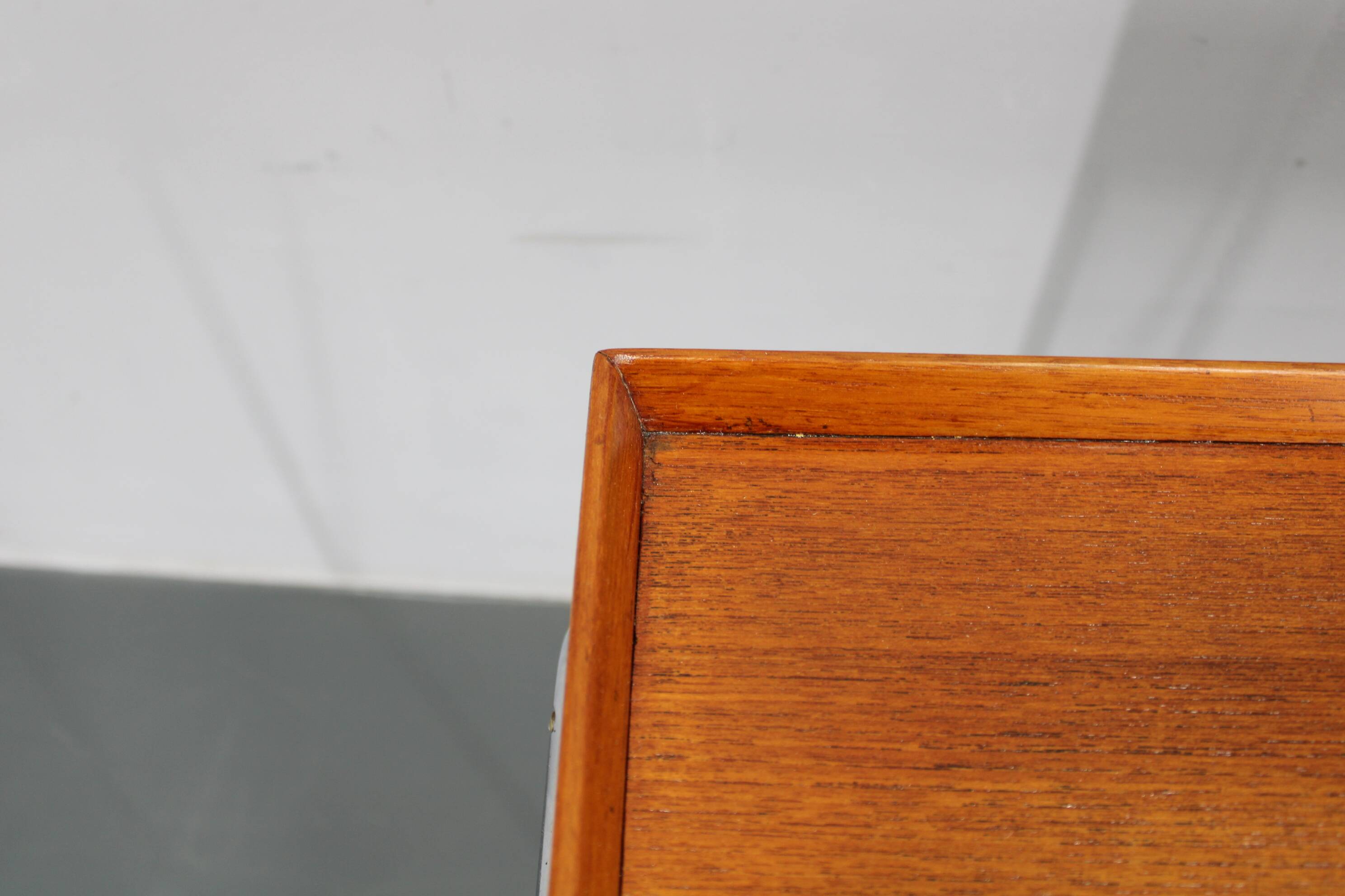 1960s Danish teak shelf cabinet with chrome plated legs