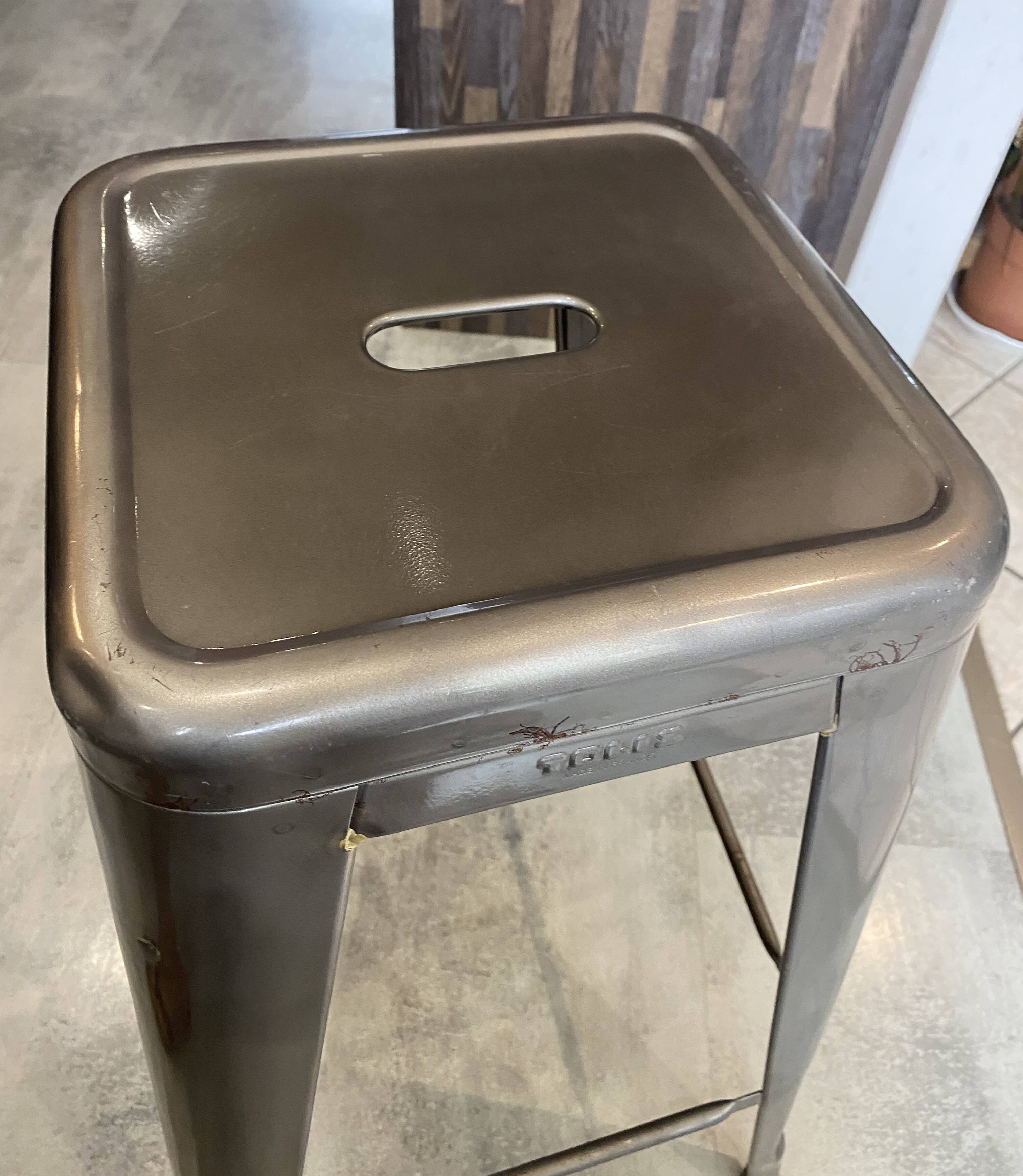 Genuine TOLIX H75 industrial high bar stool, stackable, varnished metal.
