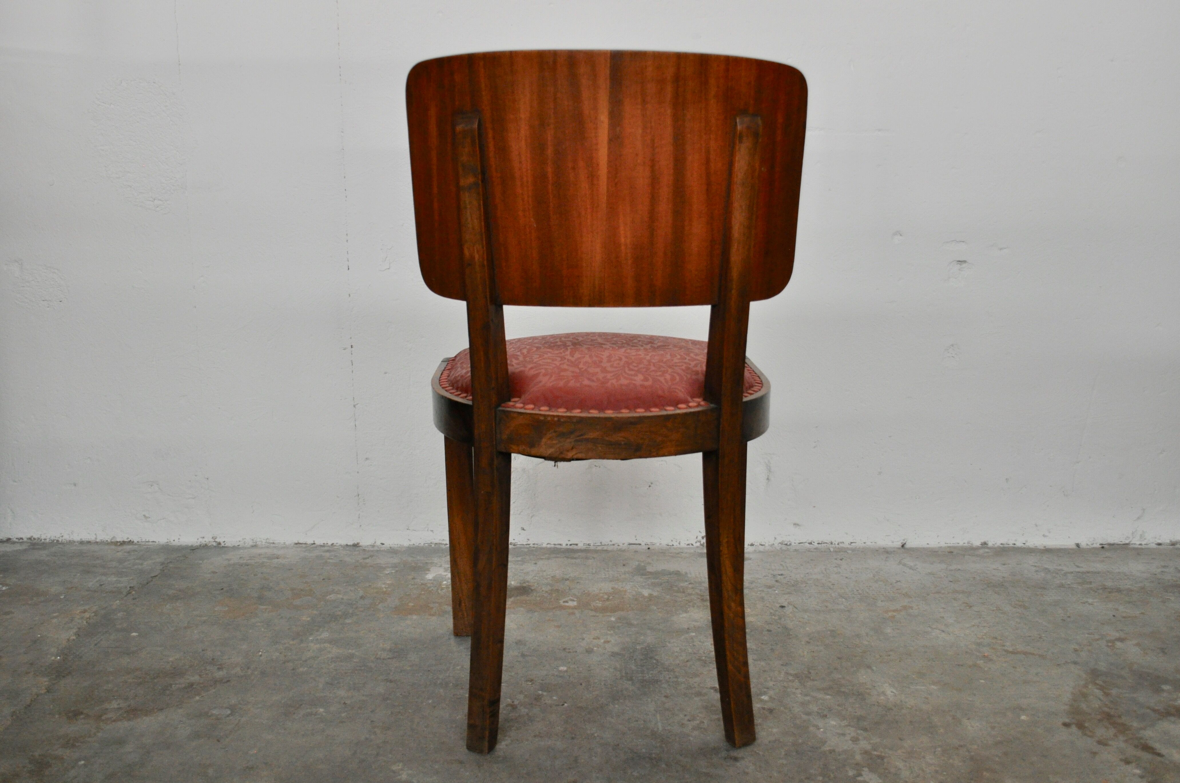 Vintage Italian Walnut Dining Chairs, 1930s, Set of 6