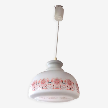 Hanging lamp in white color with floral motifs