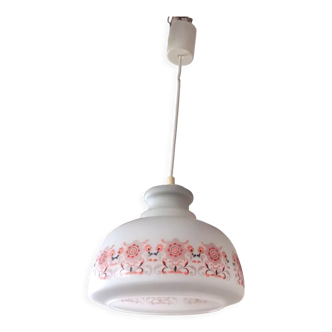 Hanging lamp in white color with floral motifs