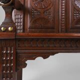 Banc à dossier haut en chêne sculpté de style gothique, France XVIIIe siècle