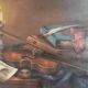 Signed oil-still life on violin