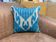 Silk Ikat Pillow Cover, Vertical Stripe Medallion Cushion 16x16