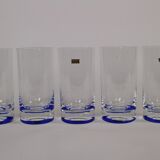 5 glasses with vintage blue decoration in glass by Murano by Nason and Moretti