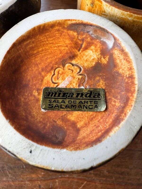 Service à orangeade pichet verre céramique vintage faux bambou 1970