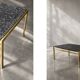 Vintage Mid-Century Italian Modern Brass Coffee Table with Stone Top, 1970s