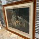 Ancienne gravure a. chaponnier la danse de village paris + cadre bois #b543