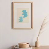 Painting on paper - birds - light blue - signed eawy