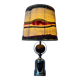 Lampe chrome bois laine années 70