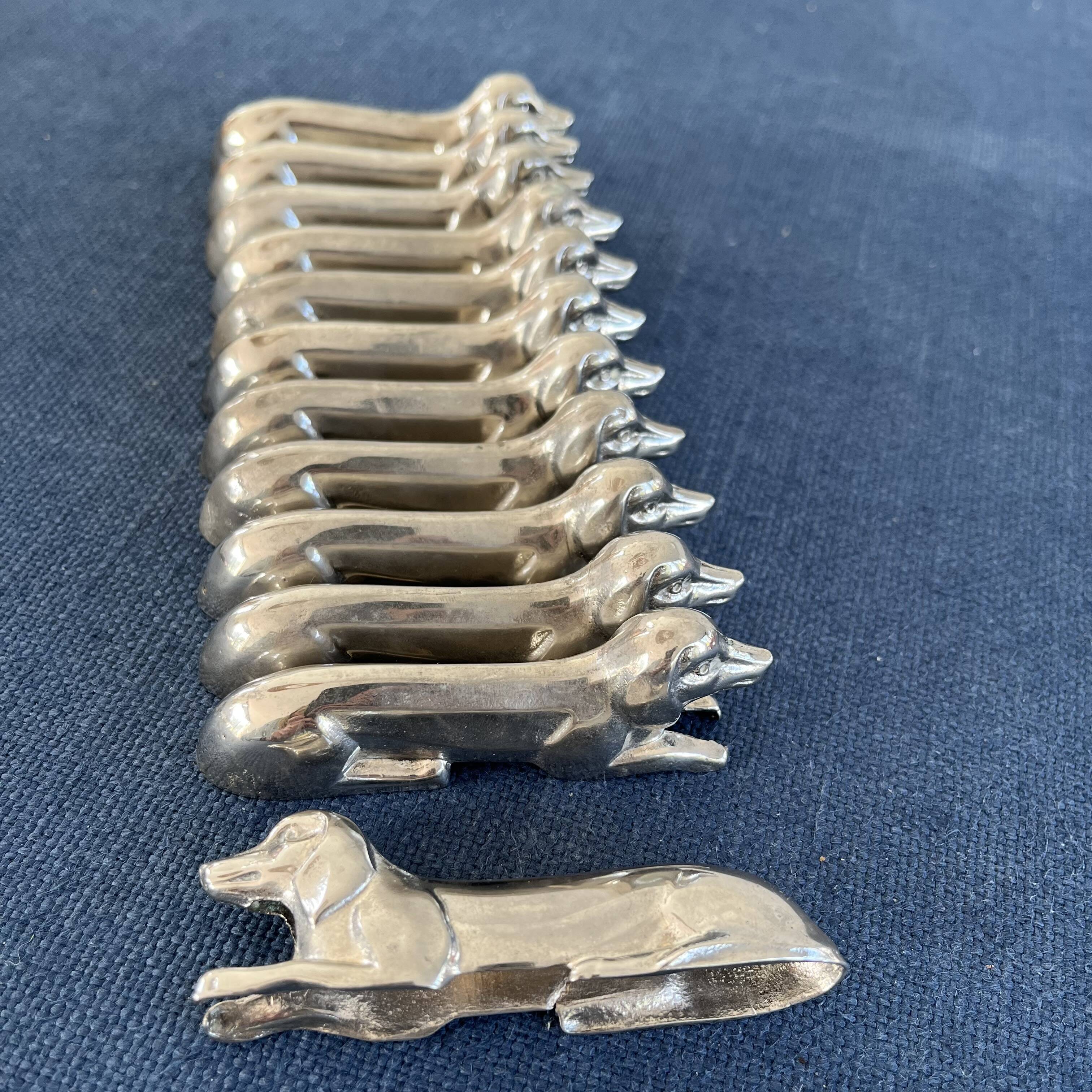 12 metal dachshund knife rests
