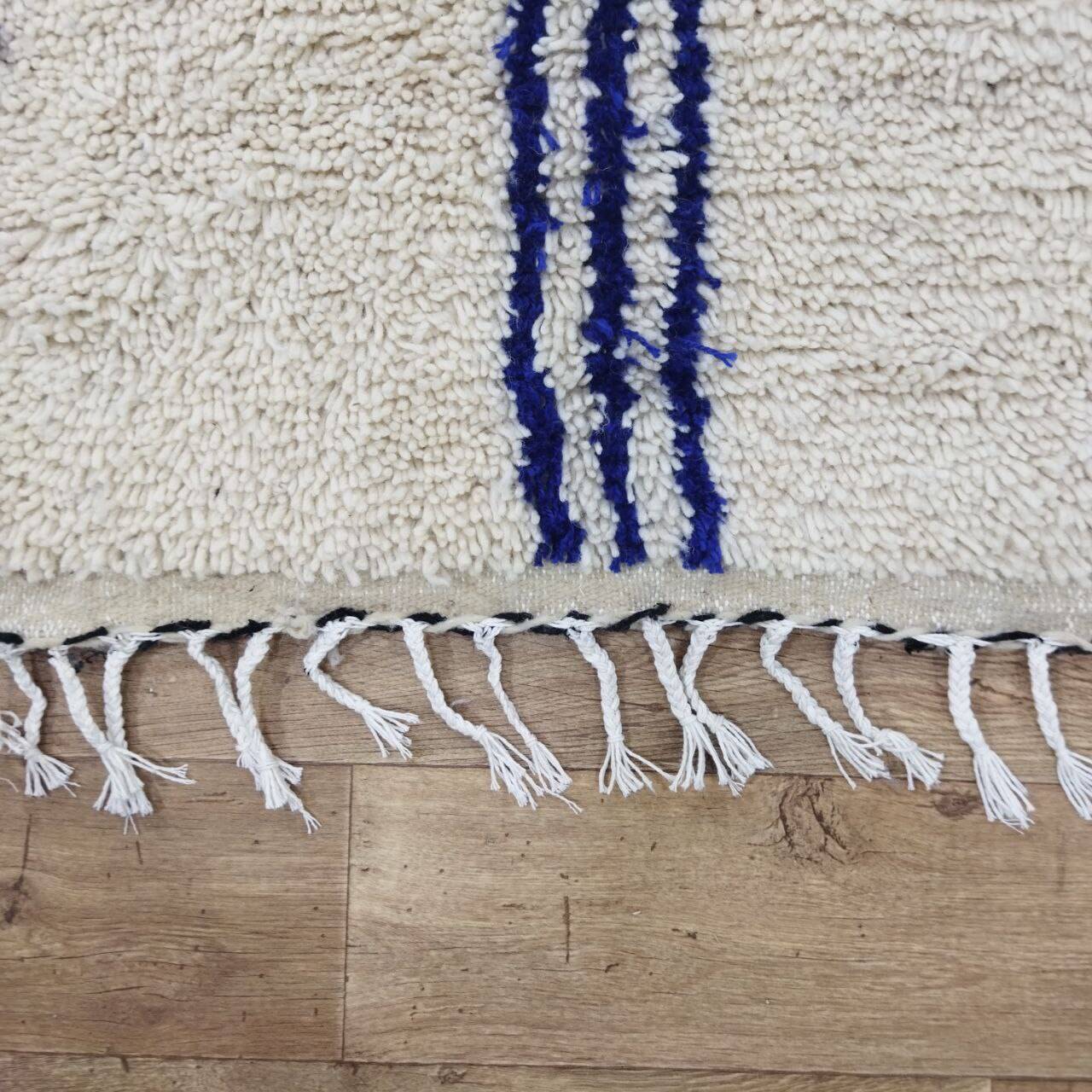 Vintage Azilal rug 264x150 cm - Blue geometric patterns