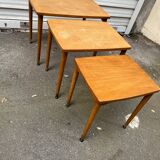 3 wooden nesting tables, 50s-60s