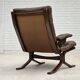 Fauteuil en cuir de meuble marron, années 1970, design scandinave,