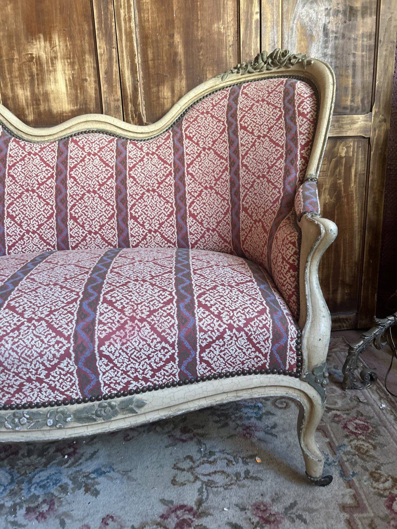 Antique Louis XV style bench – Napoleonic III period – 110 cm