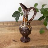 Vintage Vallauris Lava Pitcher Vase, 1950s French Ceramics, Studio Pottery