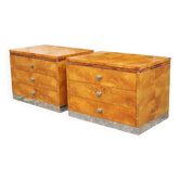 Rare pair of bedside tables in elm burl - 1970