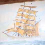 Tableau , aquarelle voilier dans tempete ,marine , mer