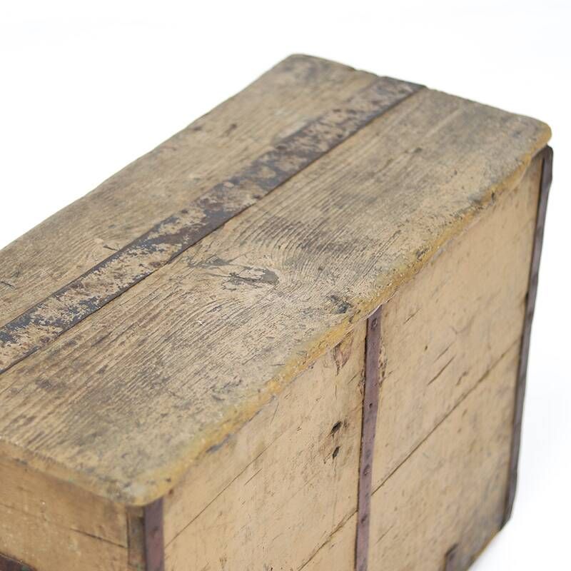 Antique 19th Century Primitive Weathered Painted Transport Chest