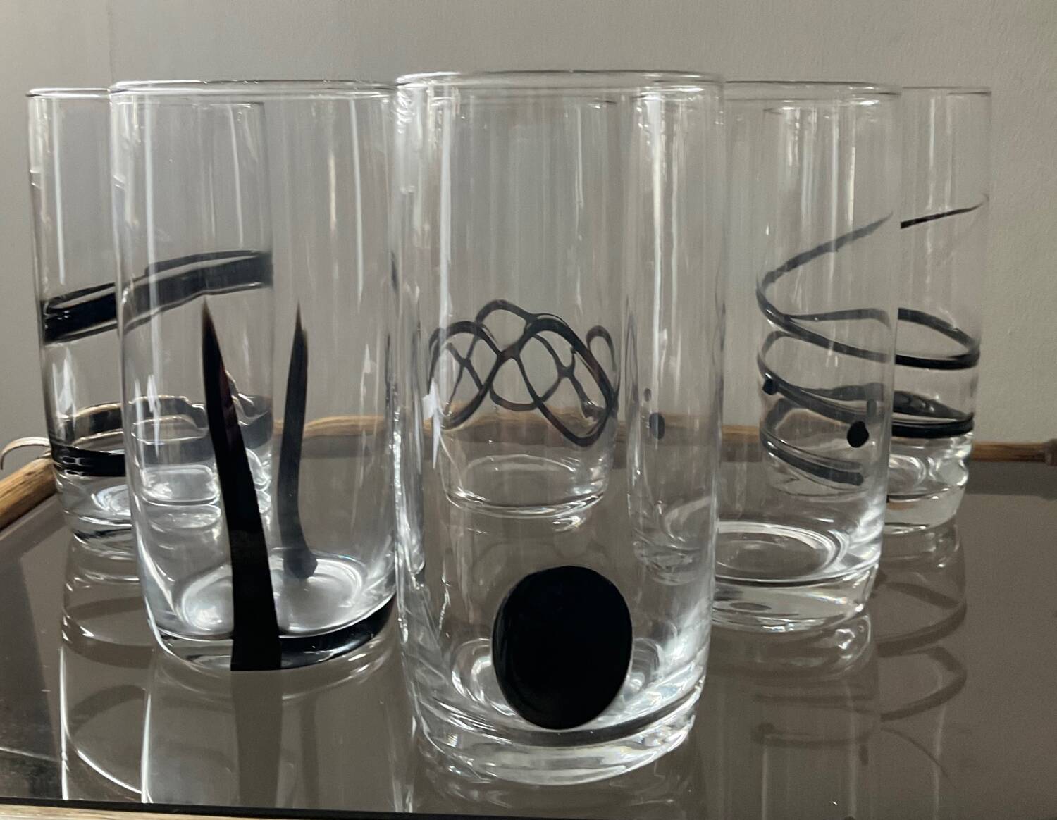 Series of 6 vintage Murano glasses including glass paste