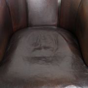 Dark sheepskin club armchair with unique design in English style