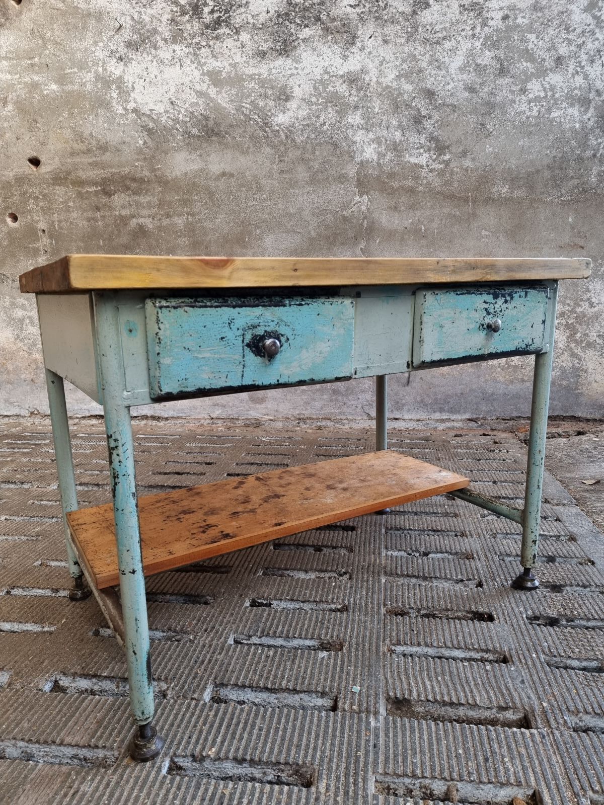 Industrial workbench side table bathroom furniture with drawers