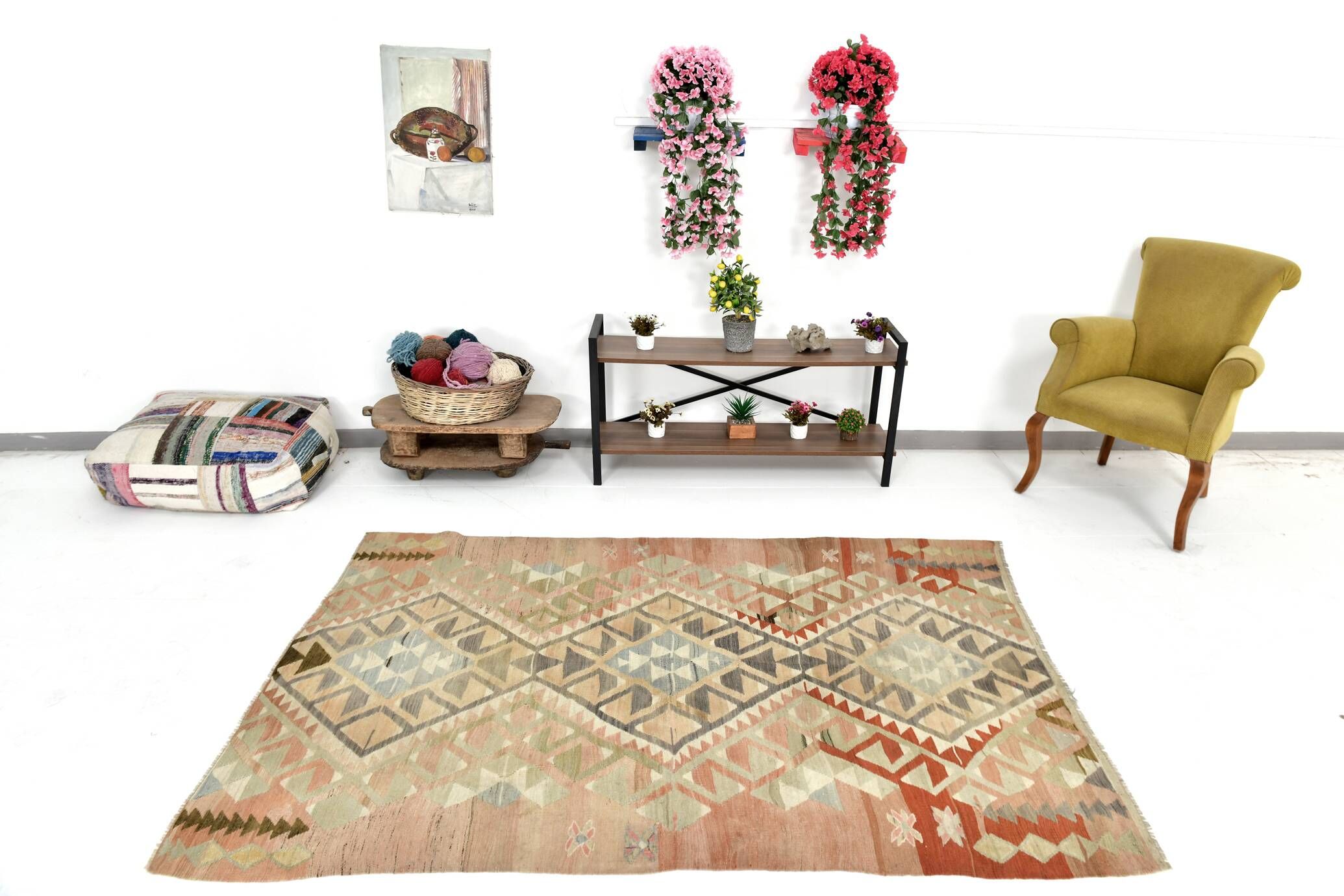 5x7 Brown & Red Turkish Vintage Kilim Rug 148x223Cm SK 35162