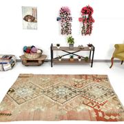 5x7 Brown & Red Turkish Vintage Kilim Rug 148x223Cm SK 35162