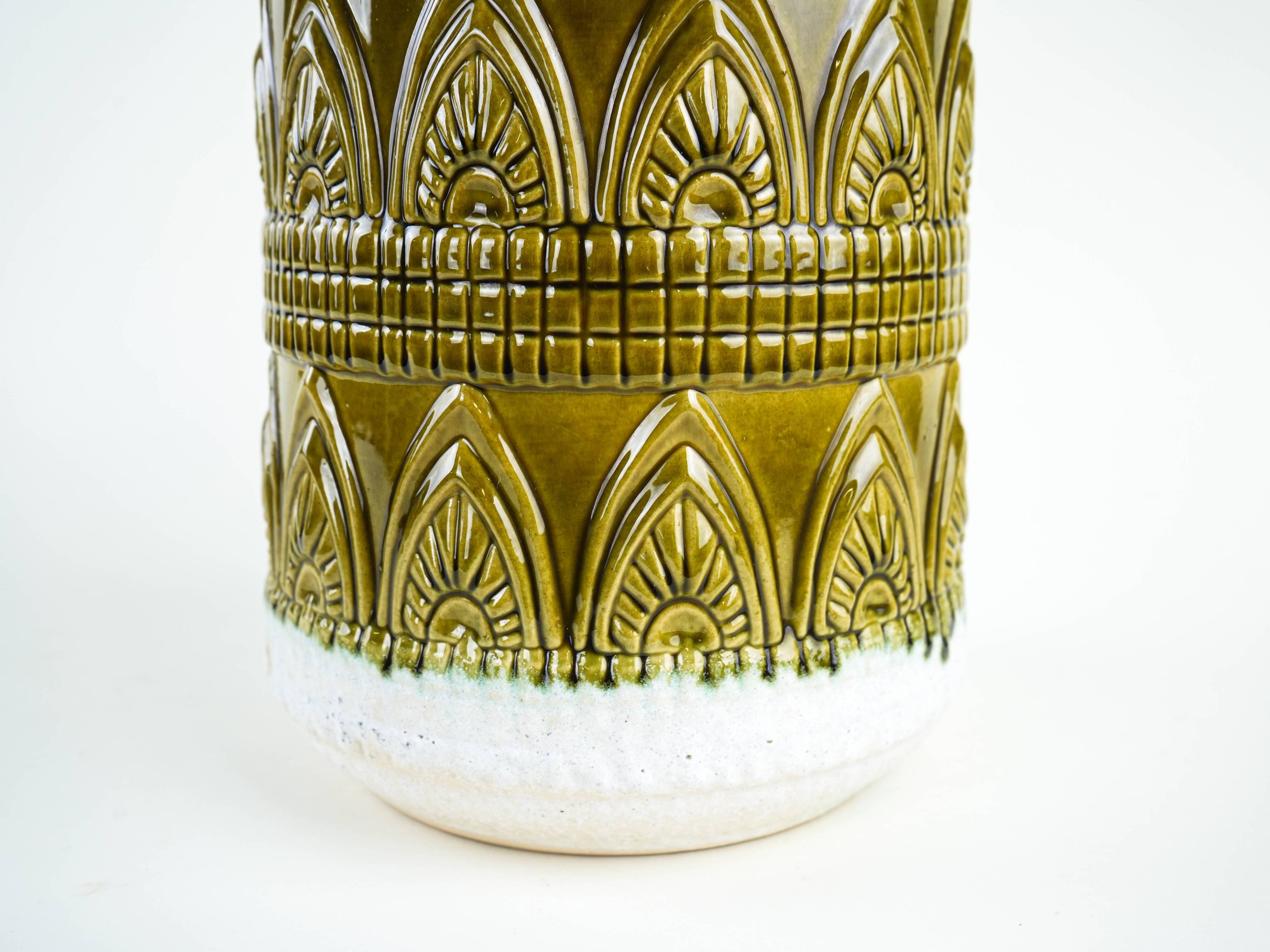 Ceramic floor vase with relief pattern, West Germany, 1970s