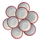 9 assiettes à dessert Sarreguemines Digoin Regence doré et rouge