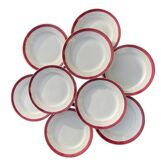 9 assiettes à dessert Sarreguemines Digoin Regence doré et rouge
