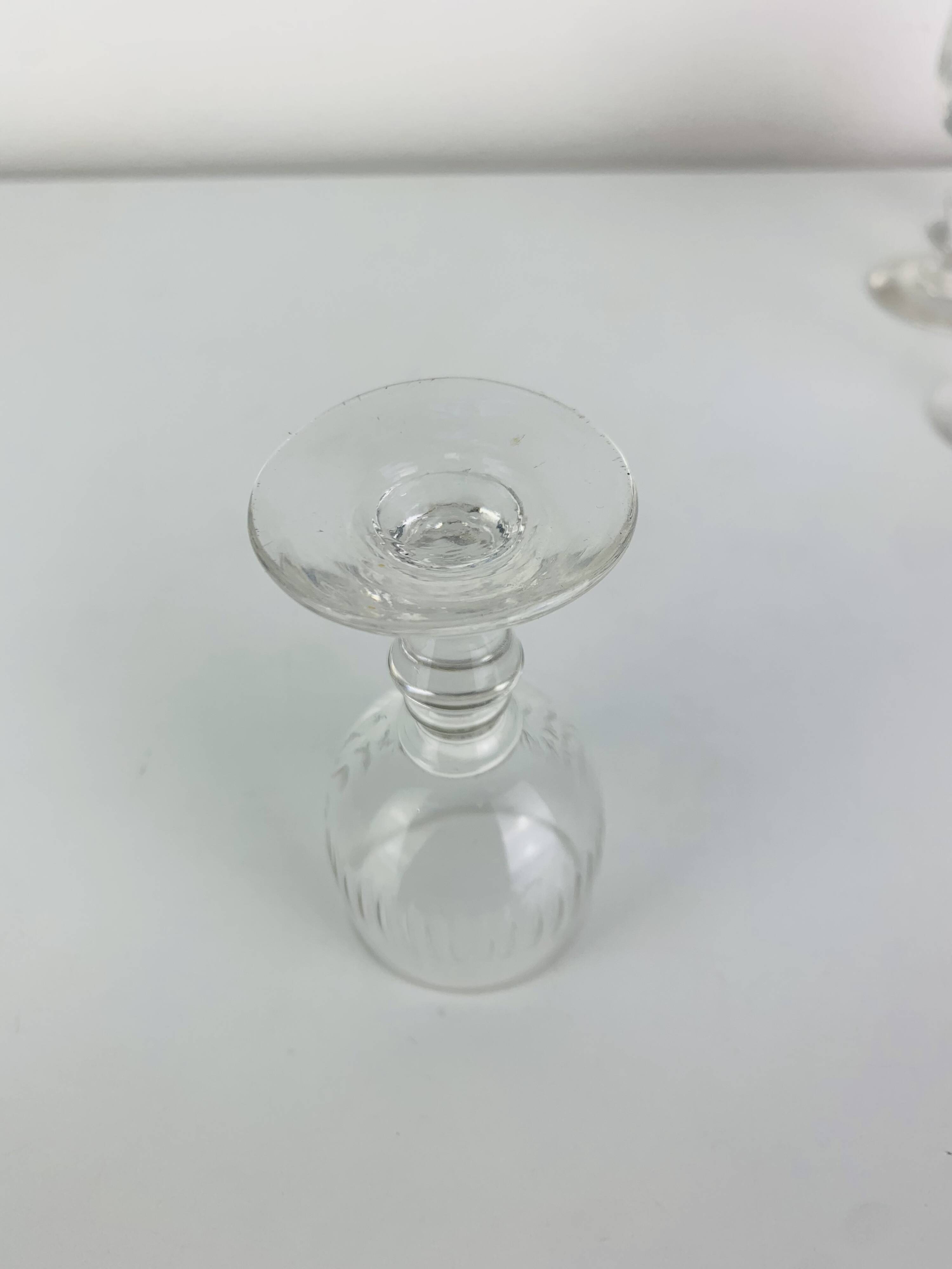7 crystal liqueur glasses in the Baccarat Renaissance model