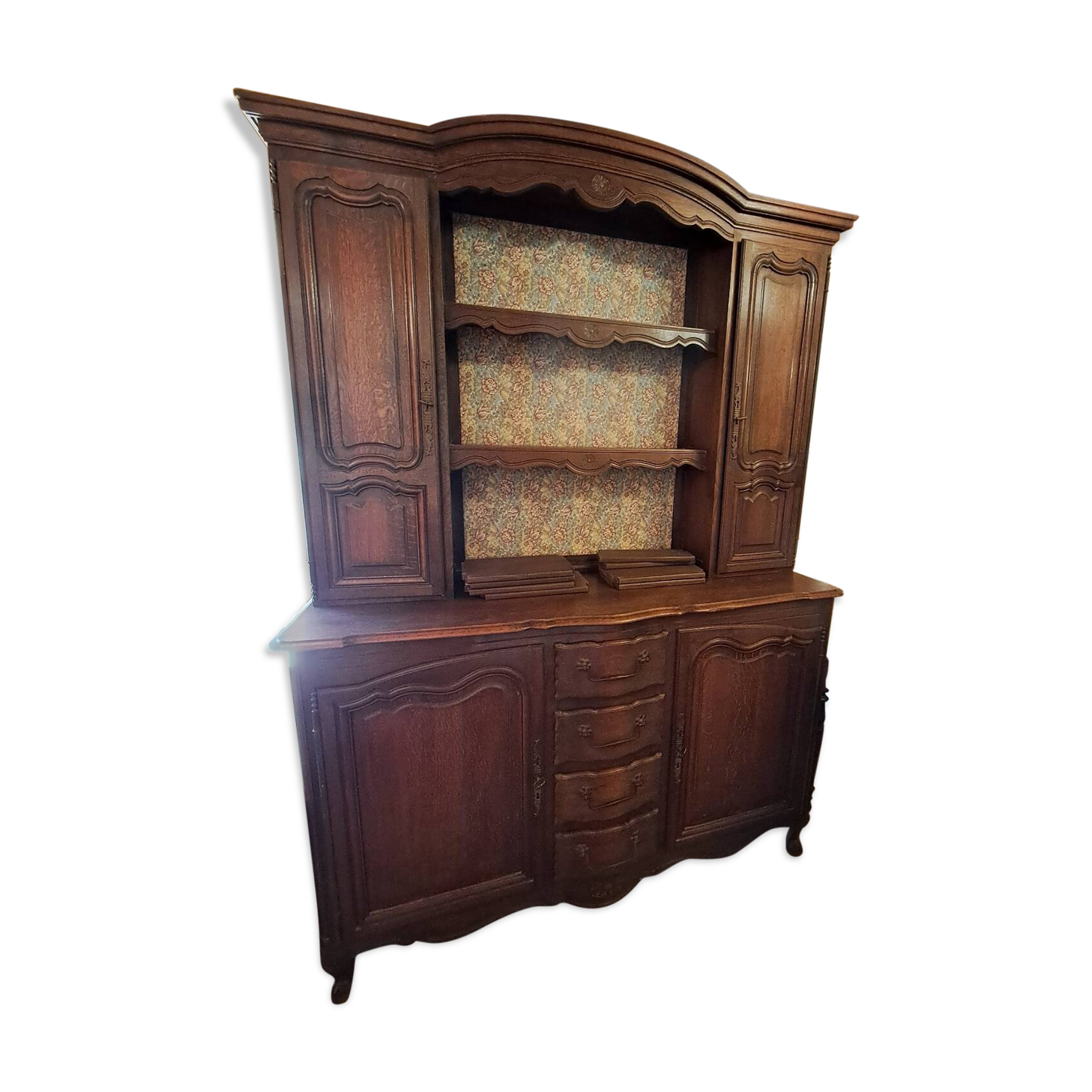 Two-piece solid oak sideboard