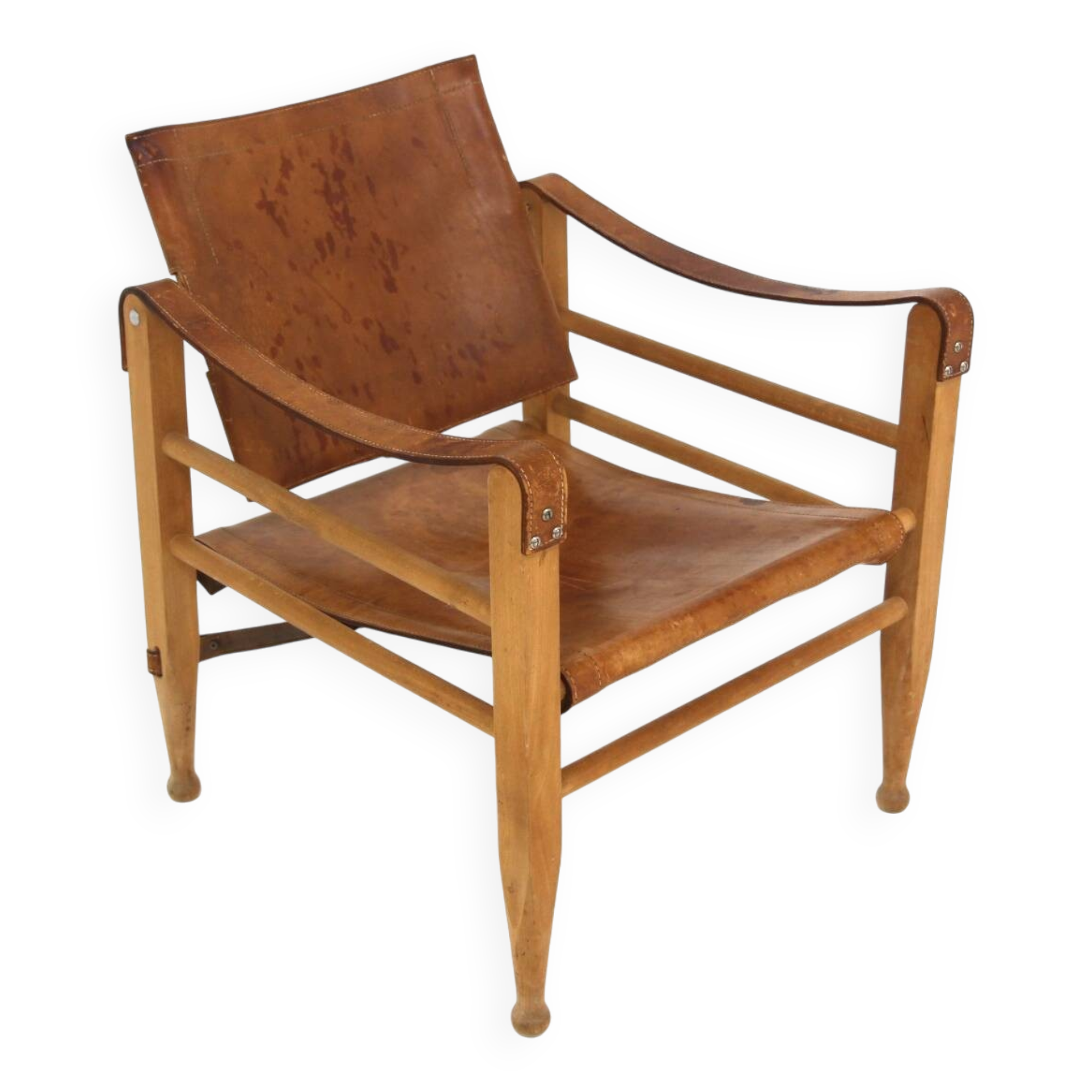 Leather “Safari” armchair, Aage Bruun & Son, Denmark, 1960s