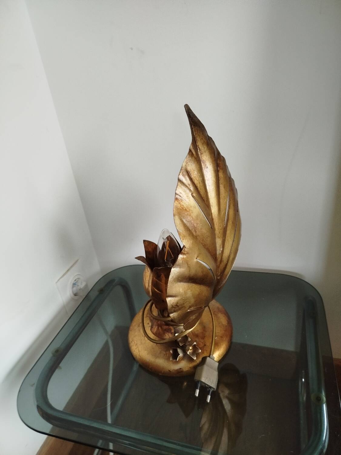 Desk lamp with floral decoration, 1970s