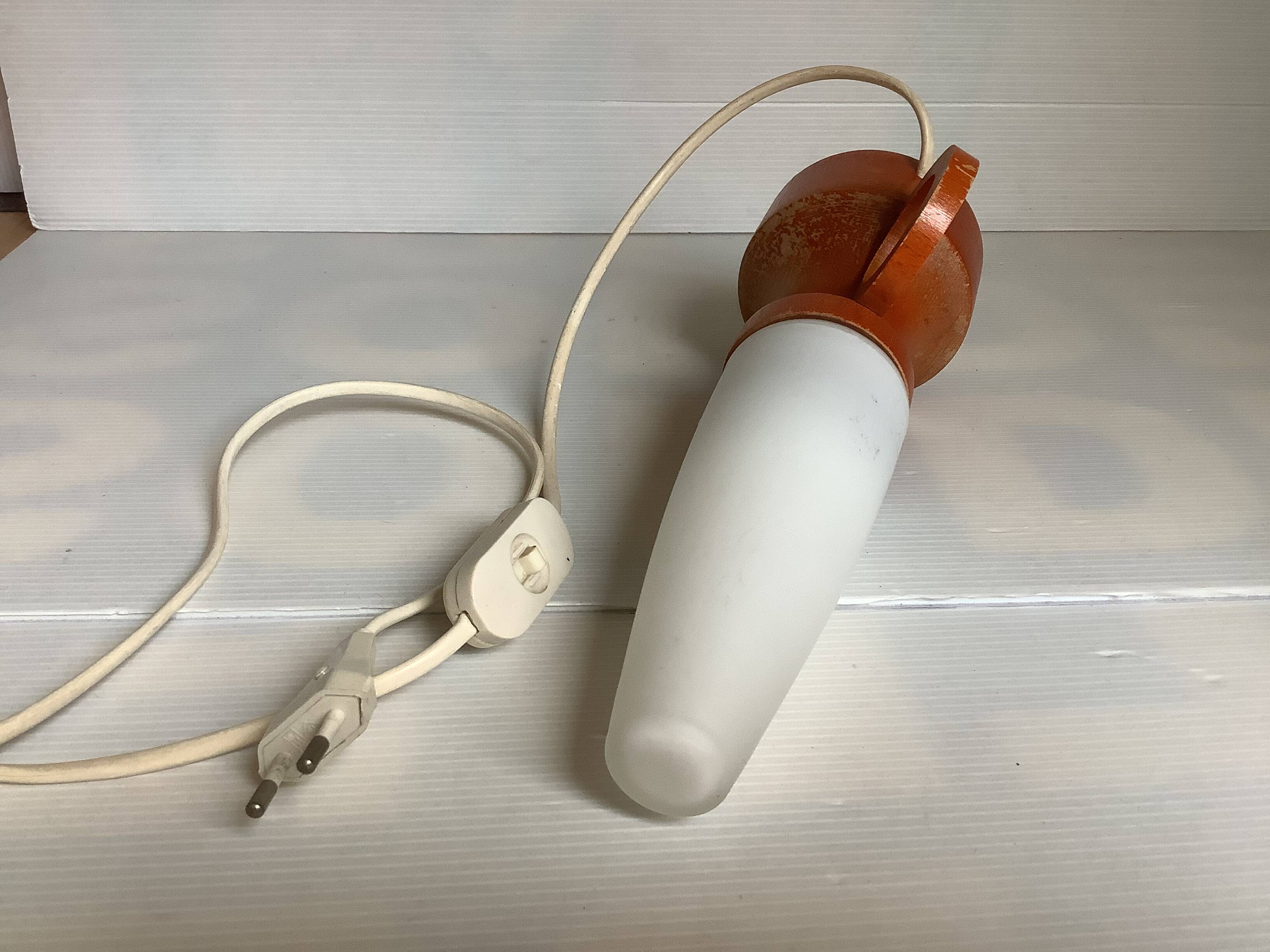 Scandinavian orange wooden lamp
