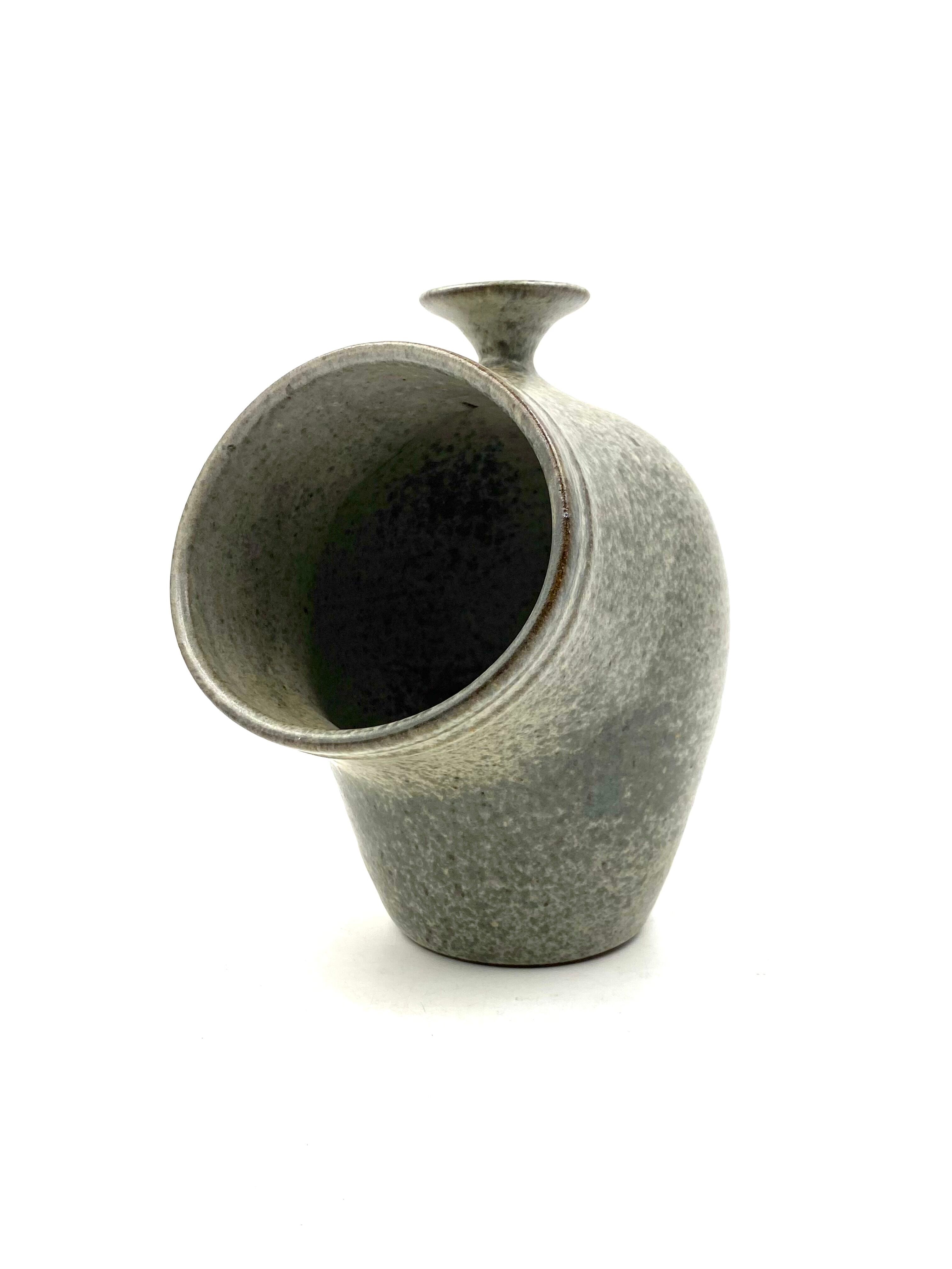 Organic green ceramic vase, France 1960s