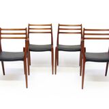 Set of Four 1950s Danish Model 62 and Model 78 Dining Chairs by Niels Molle