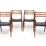 Set of Four 1950s Danish Model 62 and Model 78 Dining Chairs by Niels Molle