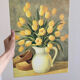 Bouquet of flowers including tulip and yellow pitcher
