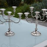 Pair of English silver-plated candlesticks