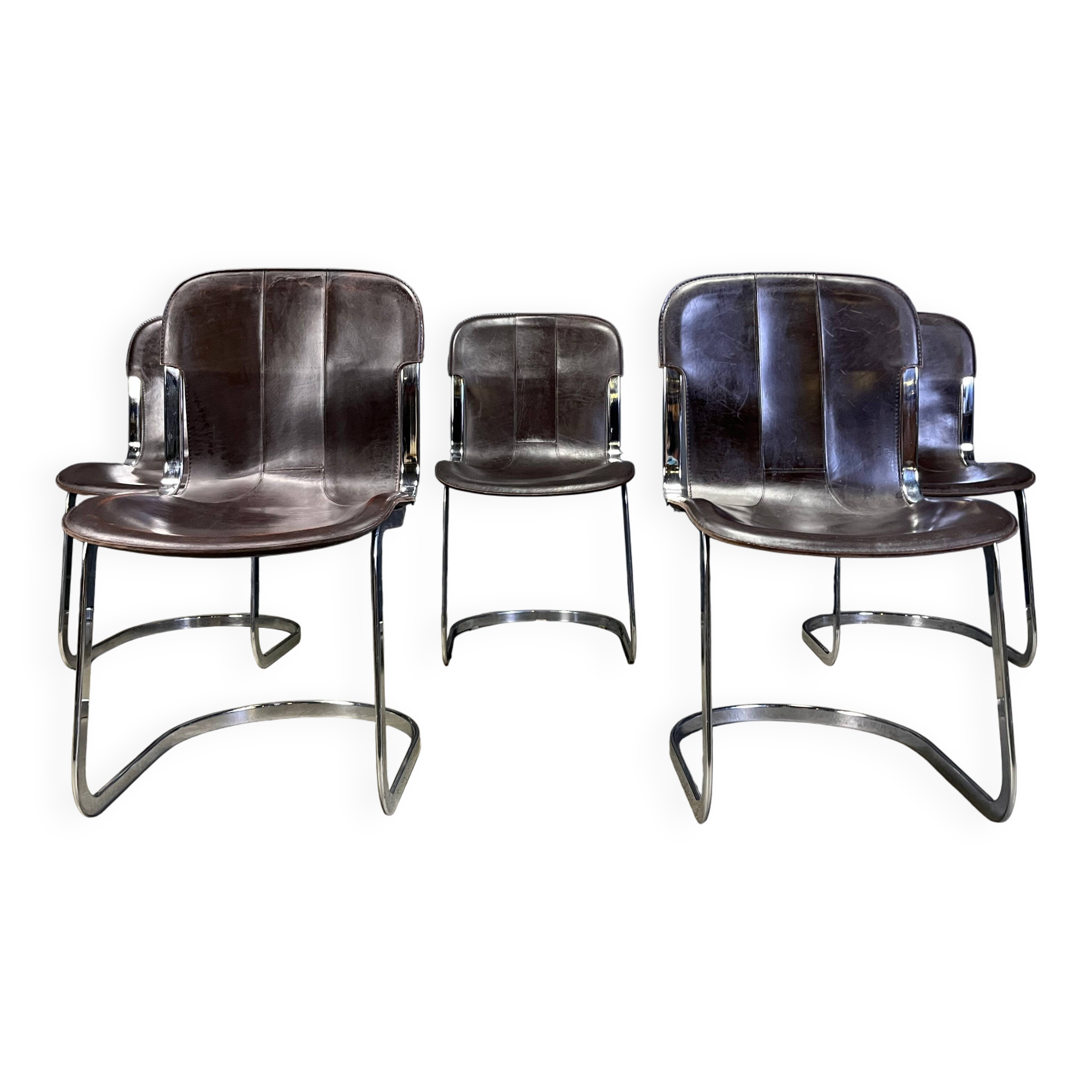 Vintage dining chairs by Willy Rizzo for Cidue, set of 5, 1970s