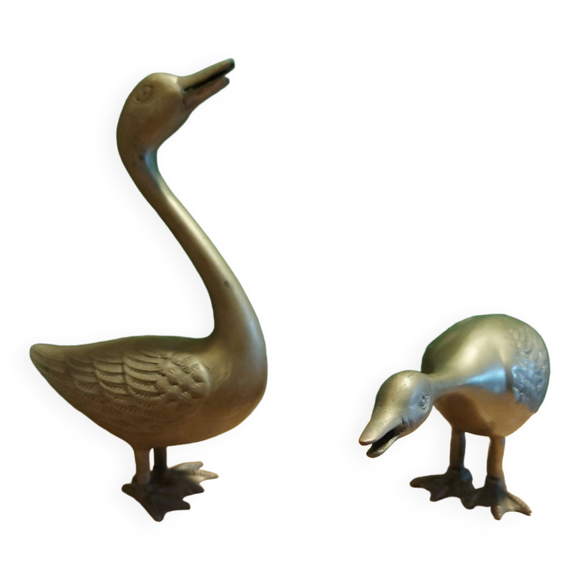 2 grands cygnes en laiton