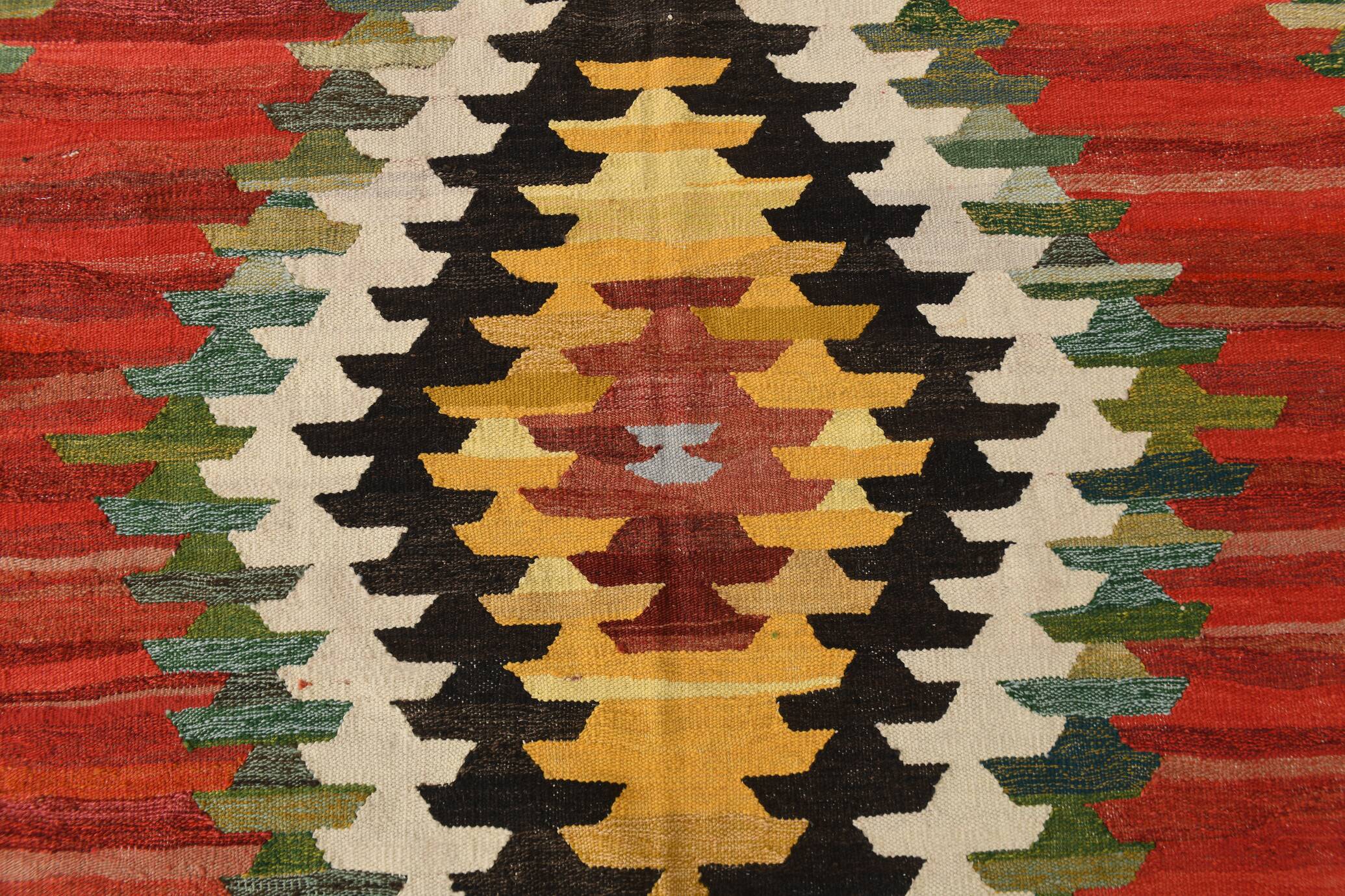 9x12 Kilim Red Green Oversize Vintage Kilim Rug, 275x370Cm