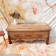 Vintage and rustic TV stand or coffee table in carved raw wood
