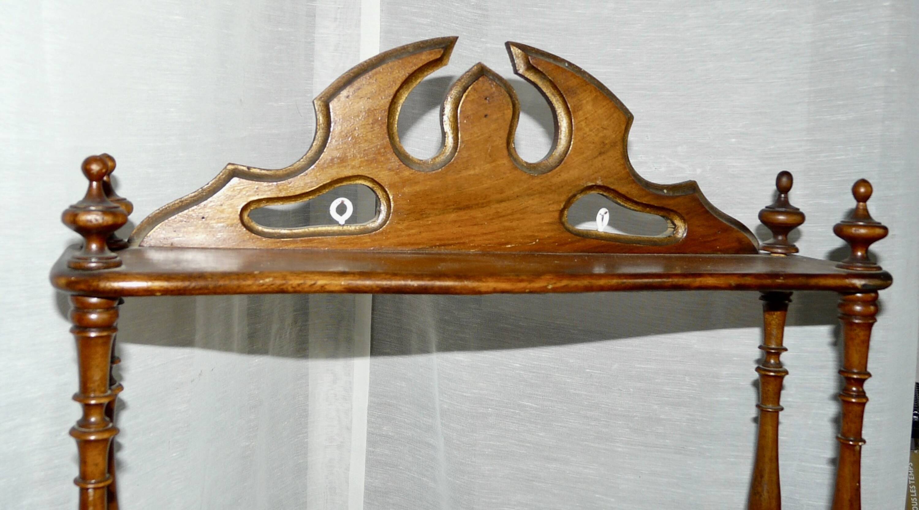 19th century turned wood wall shelf