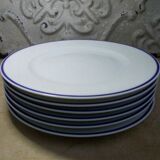 6 assiettes dessert Limoges Haviland Rochas filet bleu