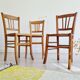 3 old wooden bistro chairs
